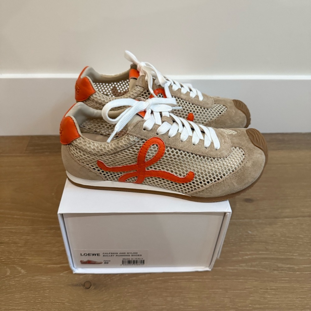 Loewe Tan and Orange Ballet Sneakers Size 40